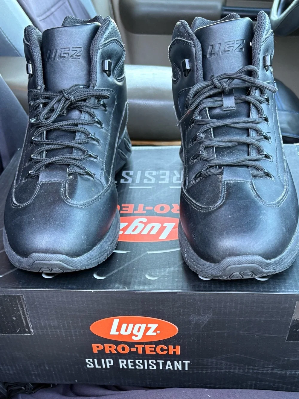 Lugz Black Men's Pro-Tech Lace-Up Work Boots
